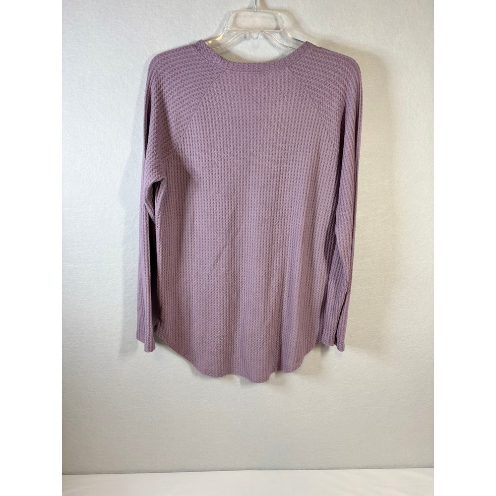 American Eagle Womens Small Purple Waffle Knit Long‎ Sleeve Thermal Top Raglan - Picture 2 of 7